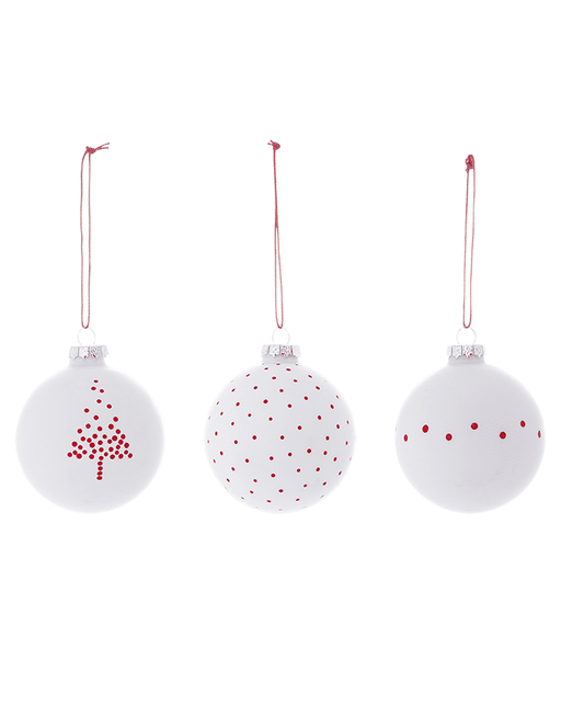 Christmas Balls Ornament - White Glass