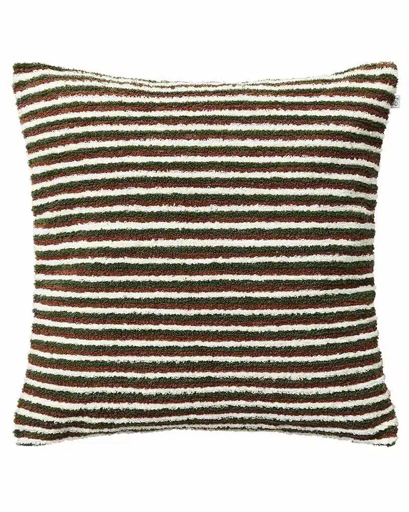 Bouclé Cushion Cover Raipur - Cognac:Cactus Green:Off White