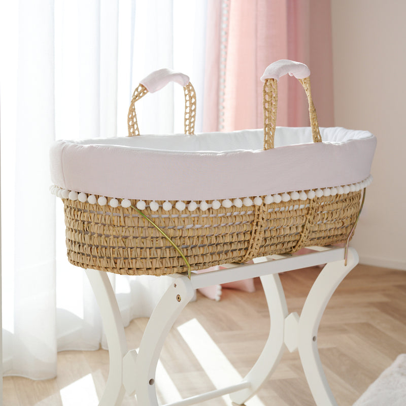 Wicker Moises + Cover pink / padded white