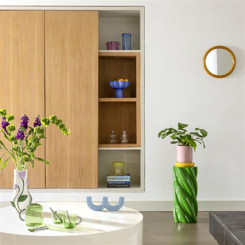 round mirror with brown color