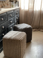Wool Poufs with cubic shape