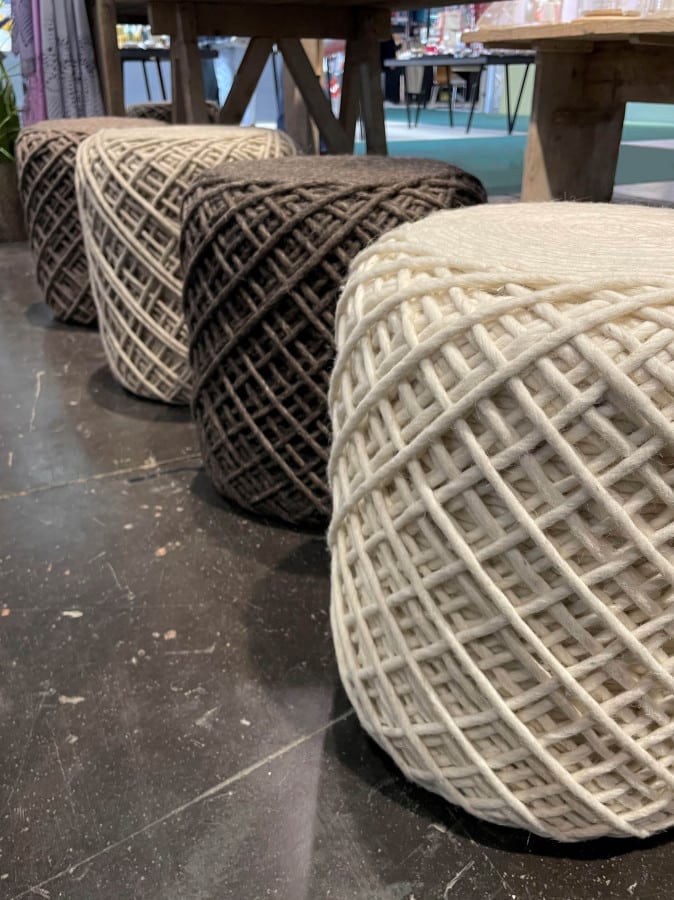 Cylindrical Wool Pouf - Dove D40 H45 cm