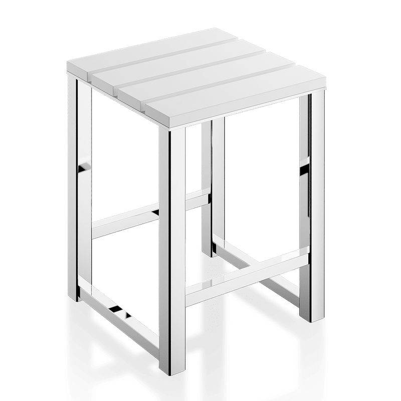 White and chrome shower stool decor Walther
