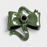 Dark Green candle holder with a ribbon shape