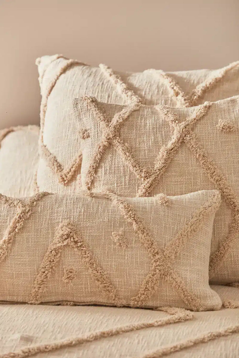 Diamond Cushion Cover - Ecru