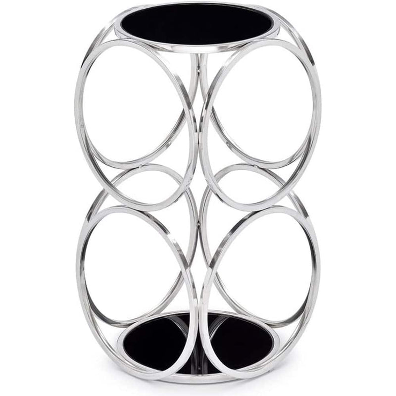 Side Table - Black Opaque Marble with Polished Stainless Steel Base