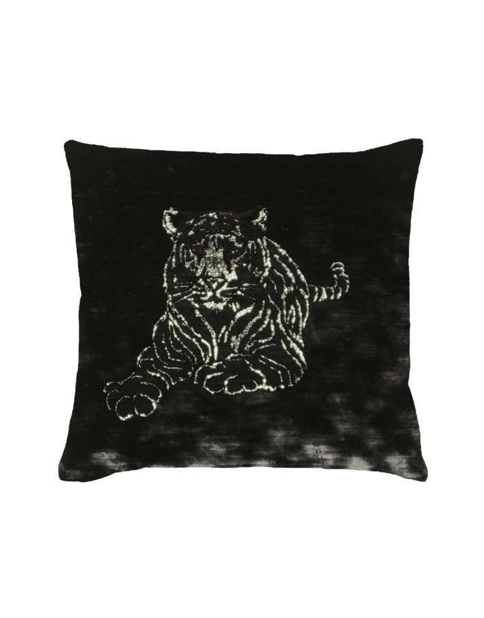 Velvet Panther Cushion - Black