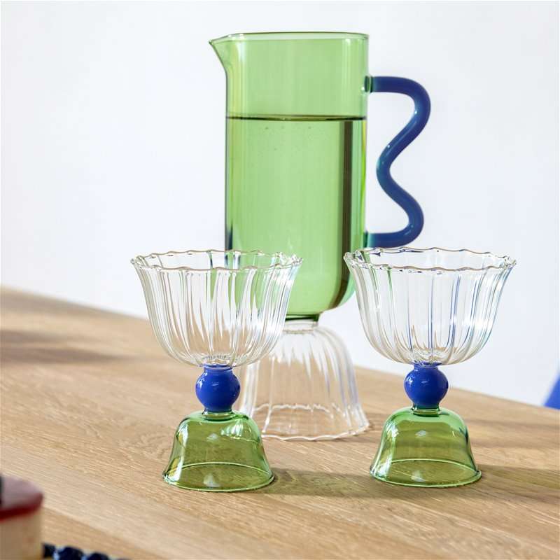 Green Tulip Glass - Set of 2