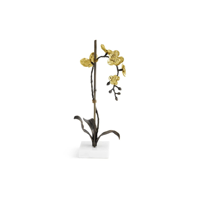 Gold Orchid Stem Sculpture - Small