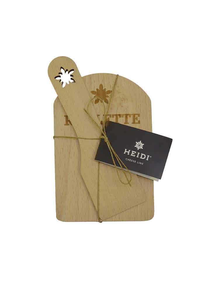 wooden raclette cheese board Heidi cheese line