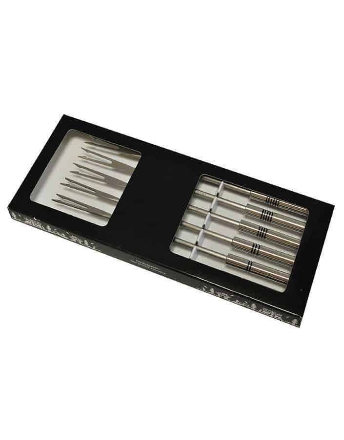 Cheese fondue forks with design rings