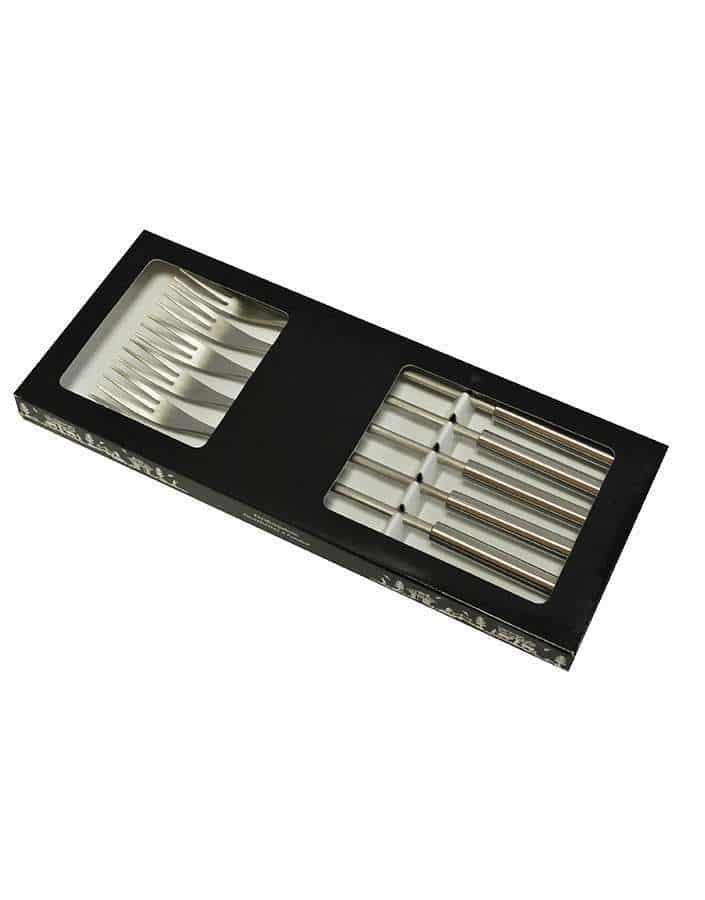 Cheese fondue forks with design satin