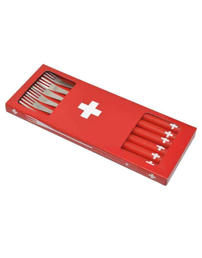 Cheese fondue forks with design Swiss