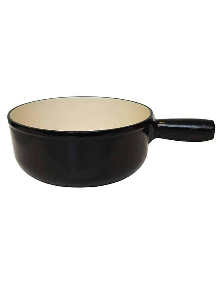 Black cheese fondue pot Heidi cheese line