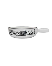 White Alpes cheese fondue pot Heidi cheese line