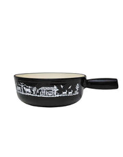 Black Alpes cheese fondue pot Heidi cheese line