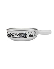 White Alpes cheese fondue pot Heidi cheese line