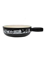 Black Alpes cheese fondue pot Heidi cheese line