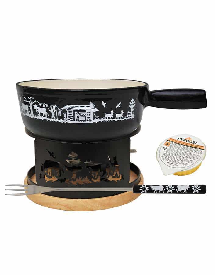 set fondue alps black Heidi cheese line
