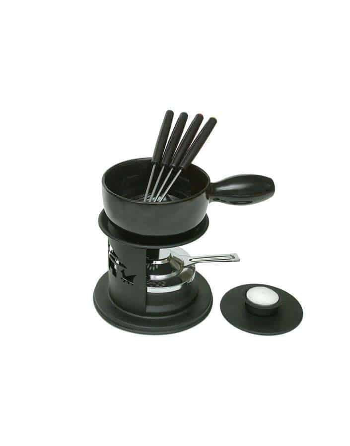 black chocolate fondue pot Heidi cheese line