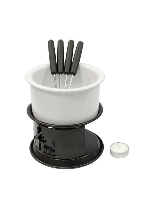 white chocolate fondue pot Heidi cheese line