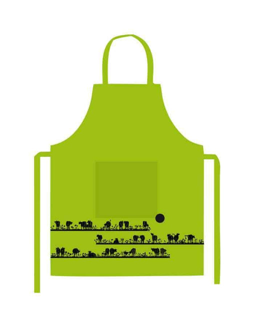 Heidi cheese line solid green apron print black