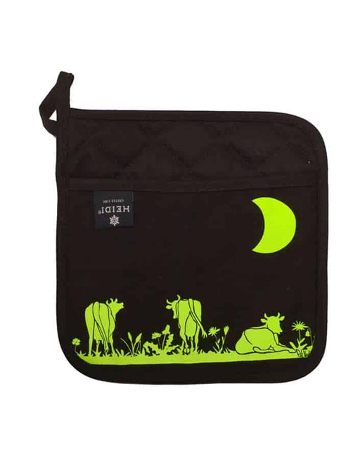 green and black pot holder Heidi cheese line