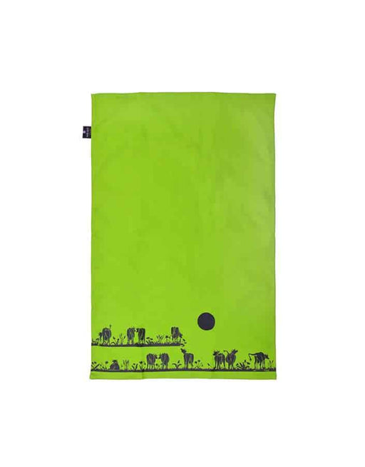 solid green kitchen towel Heidi cheese line