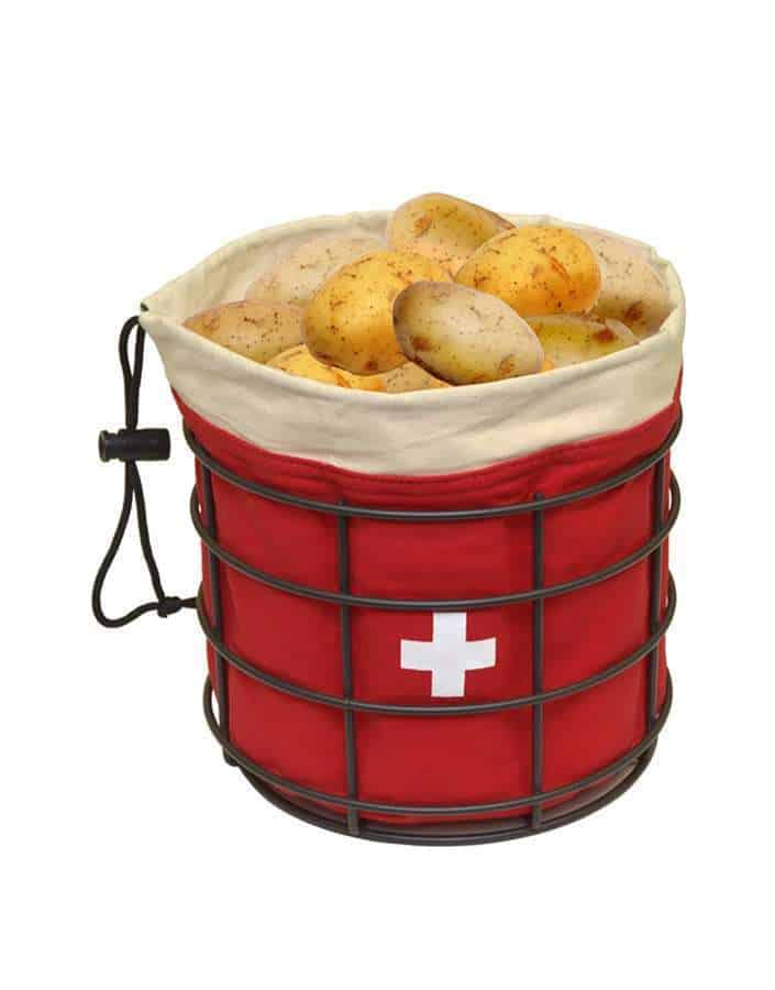 Swiss Cross Potato Bag with Metal Basket