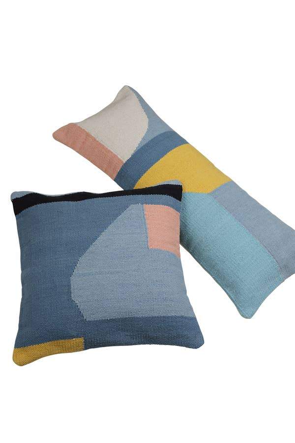 Handmade Geo Shapes Lumbar Pillow, Multicolor