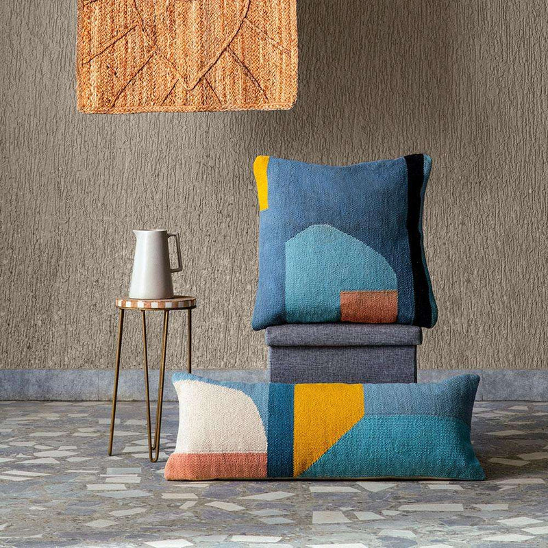 Handmade Geo Shapes Lumbar Pillow, Multicolor