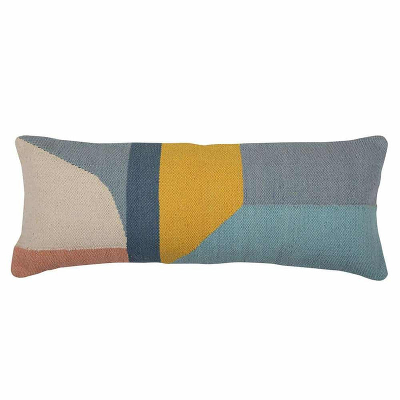 Handmade Geo Shapes Lumbar Pillow, Multicolor