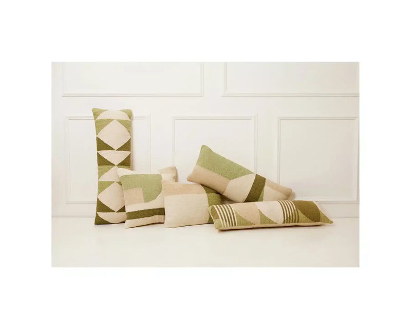 Handmade Geo Shapes Lumbar Pillow - Sage