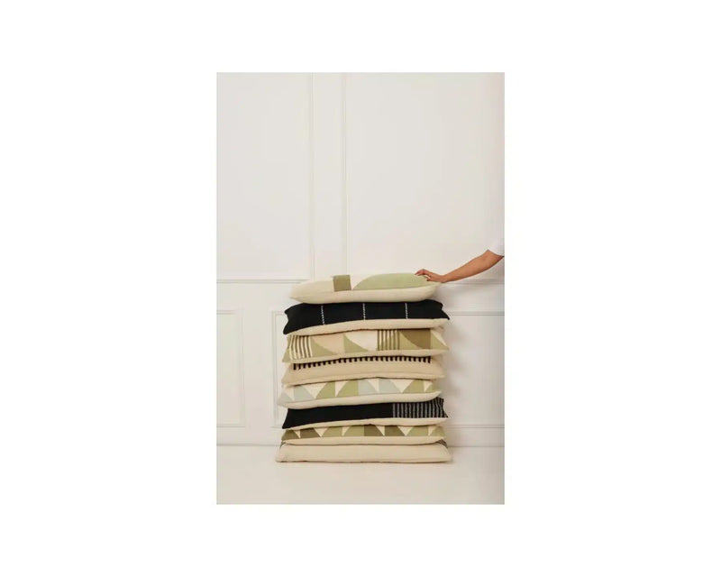Handmade Geo Shapes Lumbar Pillow - Sage