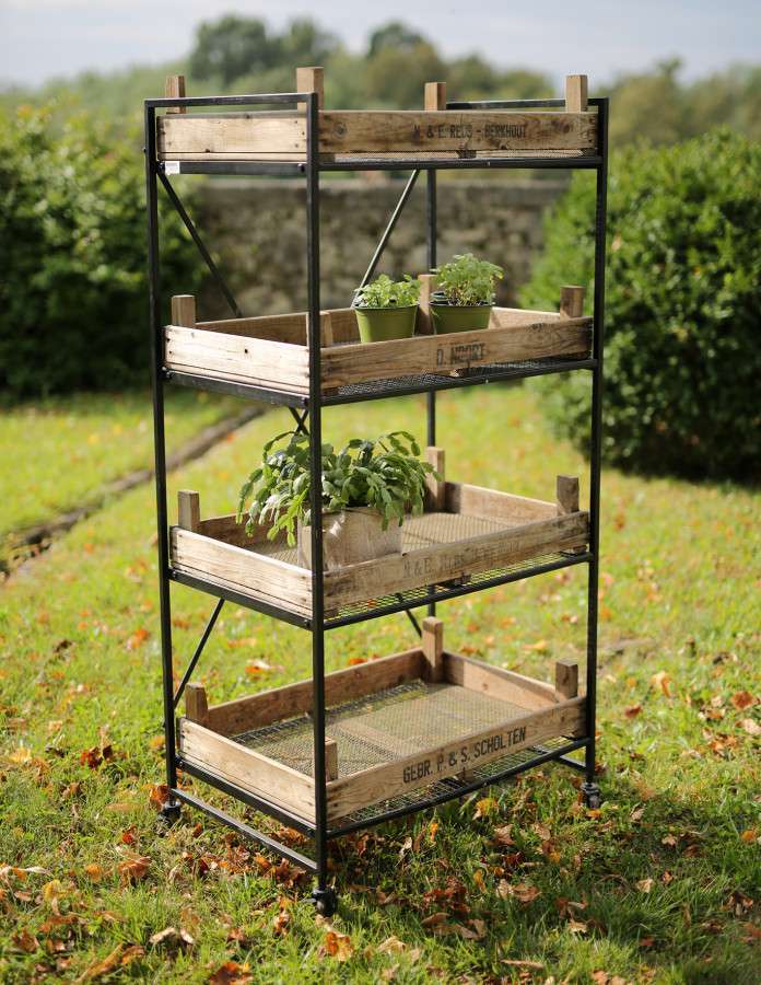 Trolley Iron Structure with 4 Black Shelves