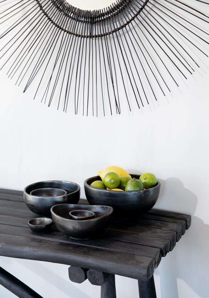 black curved ceramic terracotta antique bowls Bazar Bizar
