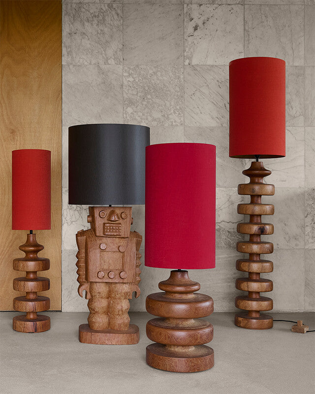 Soft Canvas Lamp Shade - M - Coral red