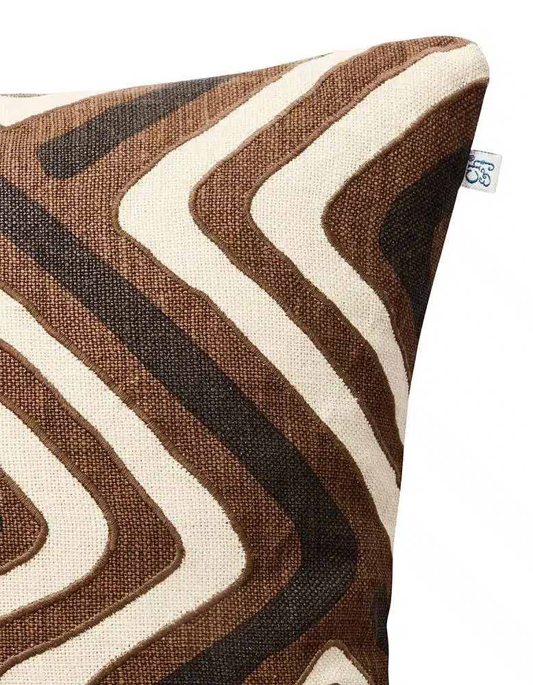 Linen Cushion Cover Gujarat - Dark Brown/Taupe