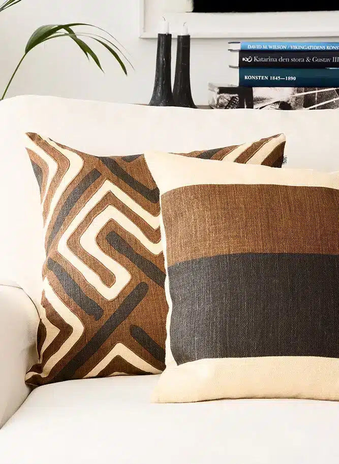 Linen Cushion Cover Gujarat - Dark Brown/Taupe