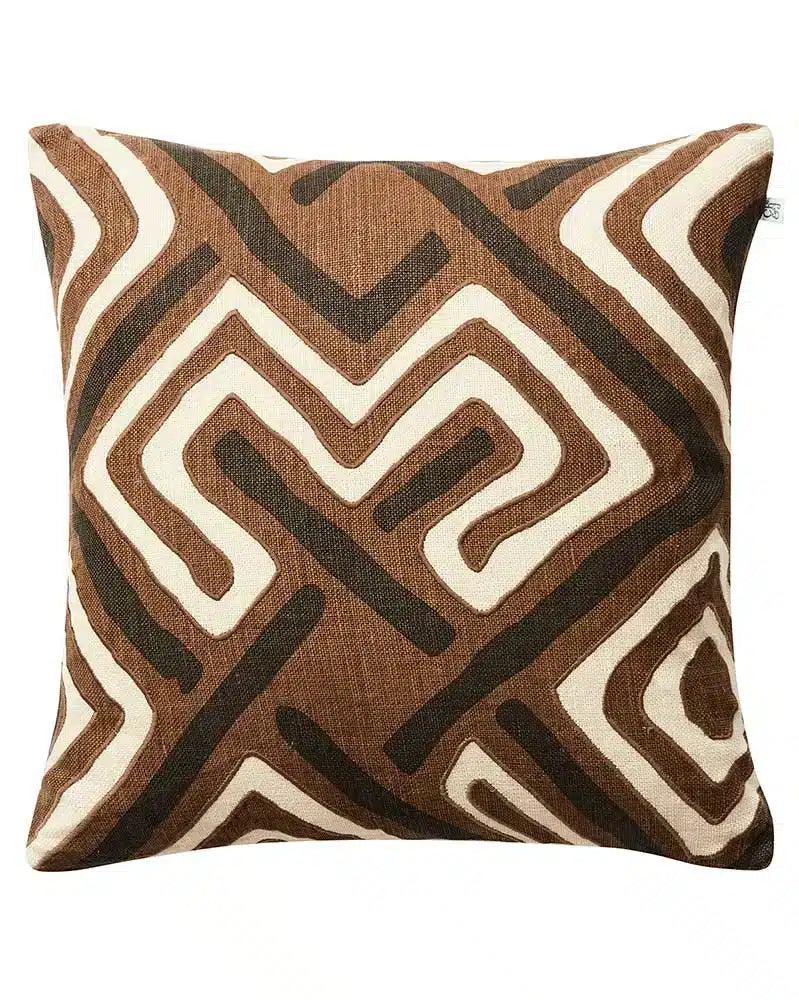 Linen Cushion Cover Gujarat - Dark Brown/Taupe