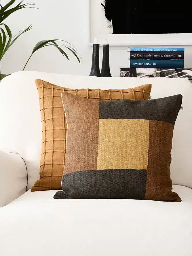 Linen Cushion Cover Halo - Dark Brown/Taupe/Khaki