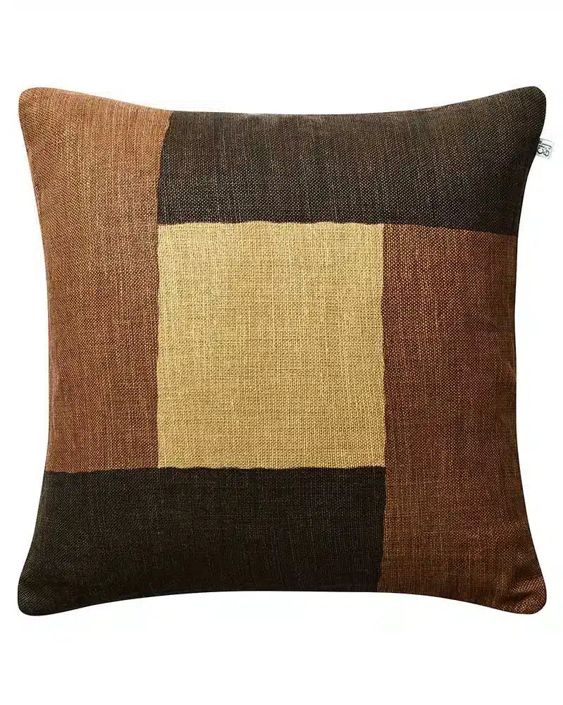 Linen Cushion Cover Halo - Dark Brown/Taupe/Khaki