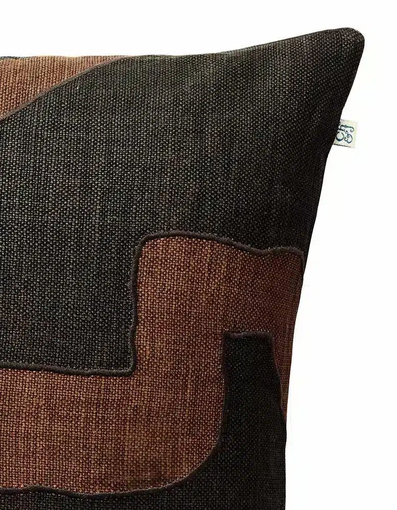 Linen Cushion Cover Sikkim - Taupe/Dark Brown
