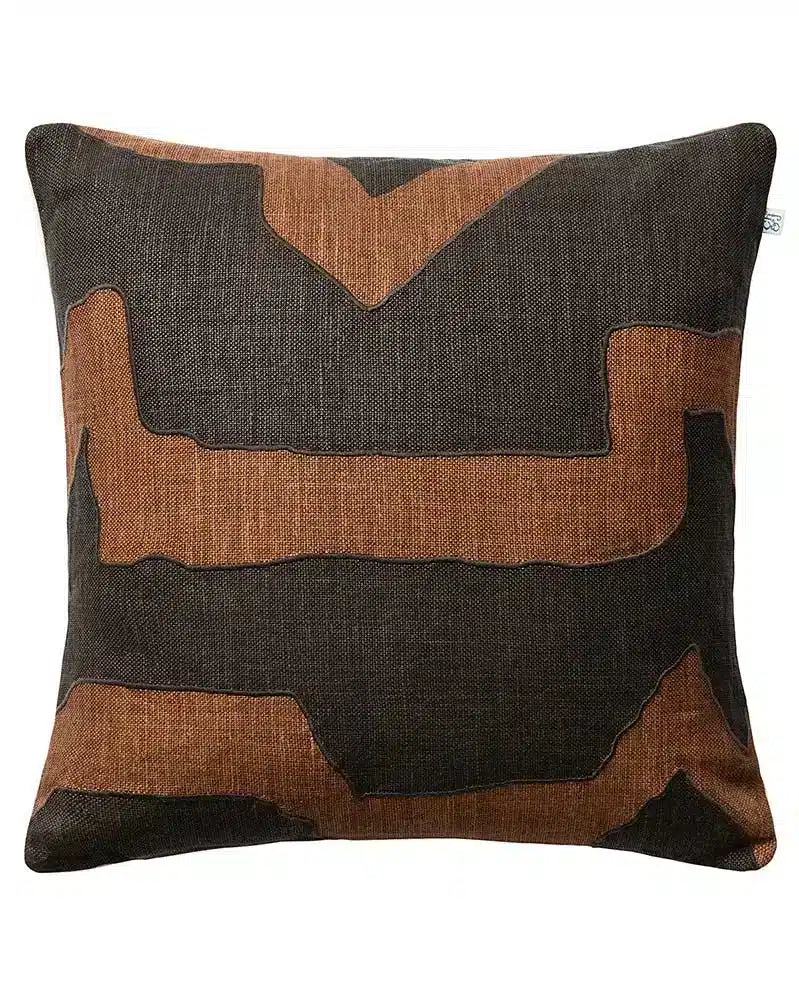 Linen Cushion Cover Sikkim - Taupe:Dark Brown