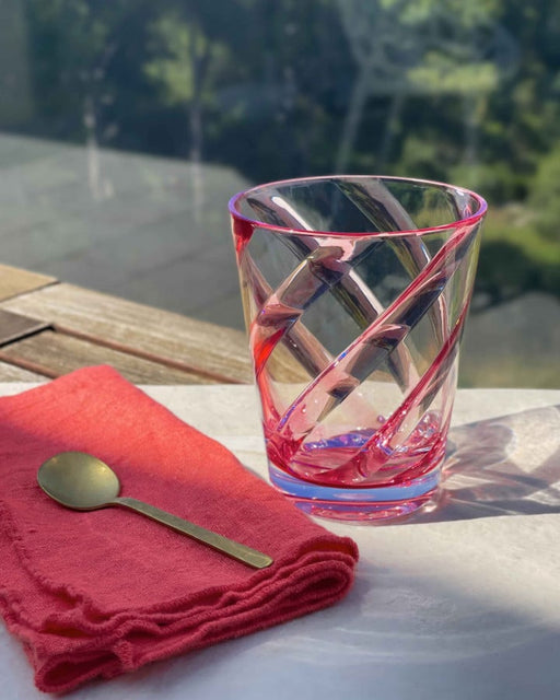 Glass with Red Spiral