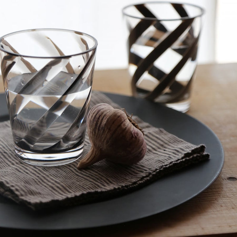 Glass with Black Spiral