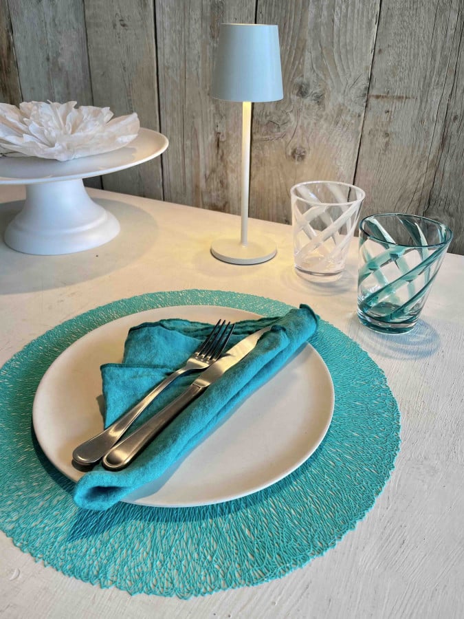 Glass with Turquoise Spiral