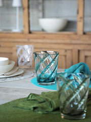 Glass with Turquoise Spiral
