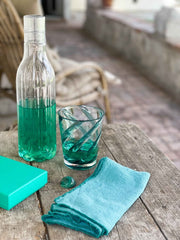 Glass with Turquoise Spiral