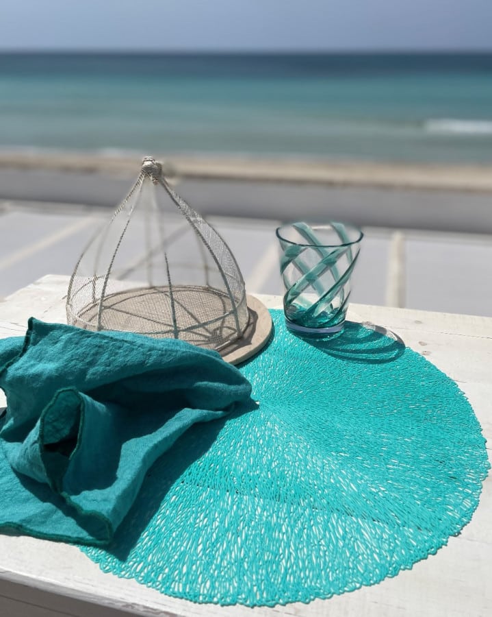 Glass with Turquoise Spiral
